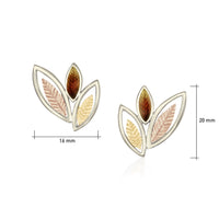 Seasons Autumn 3-leaf Stud Earrings in 18ct White, Yellow & Rose Gold by Sheila Fleet Jewellery