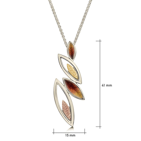 Seasons Autumn Enamel Pendant in 18ct White, Yellow & Rose Gold by Sheila Fleet Jewellery