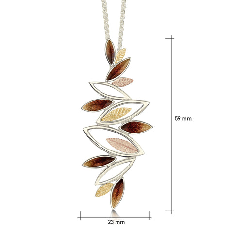 Seasons Autumn Enamel Dress Pendant in 18ct White, Yellow & Rose Gold by Sheila Fleet Jewellery