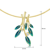 18ct Gold Rowan Diamond Dress Necklace in Evergreen Enamel by Sheila Fleet Jewellery