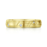 Ogham Small Ring in 18ct Yellow Gold with Diamonds by Sheila Fleet Jewellery