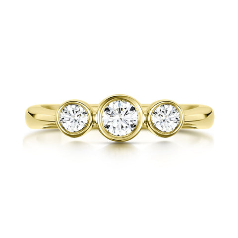 Trilogy Diamond Ring in 18ct Yellow Gold by Sheila Fleet Jewellery