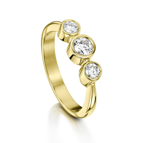 Trilogy Diamond Ring in 18ct Yellow Gold by Sheila Fleet Jewellery