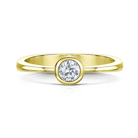 Contemporary 0.25ct Solitaire Diamond Ring in 18ct Yellow Gold by Sheila Fleet Jewellery