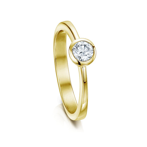 Contemporary 0.25ct Solitaire Diamond Ring in 18ct Yellow Gold by Sheila Fleet Jewellery