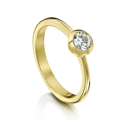 Contemporary 0.4ct Solitaire Diamond Ring in 18ct Yellow Gold by Sheila Fleet Jewellery