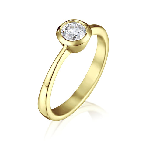 Contemporary 0.4ct Solitaire Diamond Ring in 18ct Yellow Gold by Sheila Fleet Jewellery