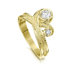 New Wave Double Diamond Ring in 18ct Yellow Gold by Sheila Fleet Jewellery