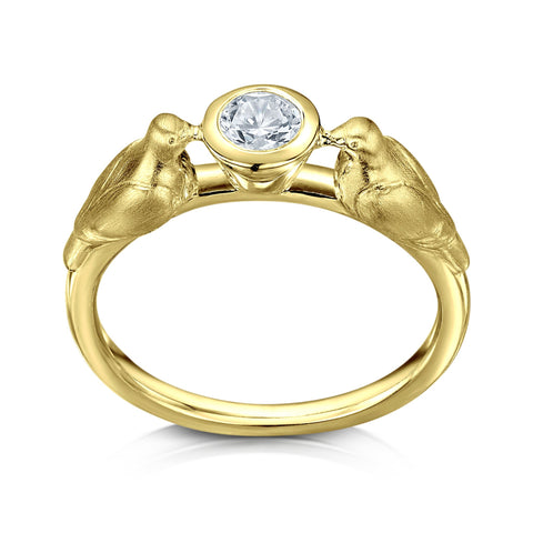 Dove Diamond Ring in 18ct Yellow Gold by Sheila Fleet Jewellery