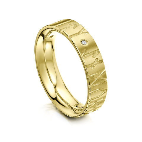 Runic Diamond Ring in 18ct Yellow Gold by Sheila Fleet Jewellery