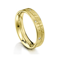 Ogham Ring in 18ct Yellow Gold with Diamonds by Sheila Fleet Jewellery