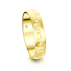 Ogham Diamond Medium Ring in 18ct Yellow Gold by Sheila Fleet Jewellery