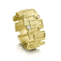 Flagstone Ring in 18ct Yellow Gold with Diamonds by Sheila Fleet Jewellery