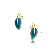 18ct Gold Rowan Diamond Stud Earrings in Evergreen Enamel