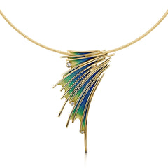 Diamond Cascade Enamel Necklace in 18ct Yellow Gold by Sheila Fleet Jewellery