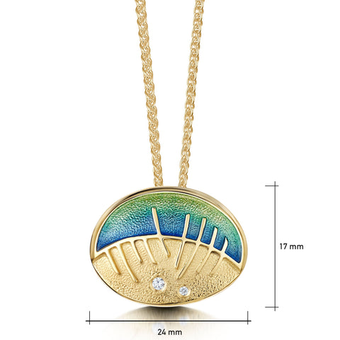 Skyran ‘She’ Enamel Diamond Pendant in 18ct Yellow Gold by Sheila Fleet Jewellery