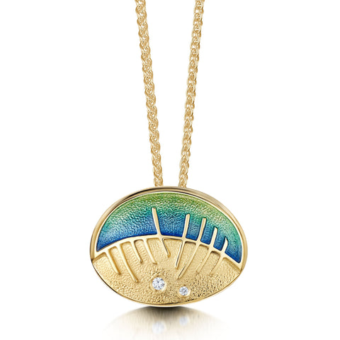 Skyran ‘She’ Enamel Diamond Pendant in 18ct Yellow Gold by Sheila Fleet Jewellery