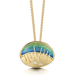 Skyran ‘She’ Enamel Diamond Pendant in 18ct Yellow Gold by Sheila Fleet Jewellery