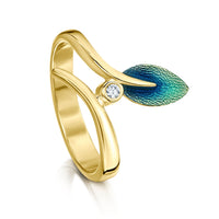 Rowan Leaf Diamond Ring in 18ct Yellow Gold by Sheila Fleet Jewellery