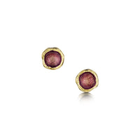 Lunar 18ct Yellow Gold Petite Stud Earrings in Plum Enamel