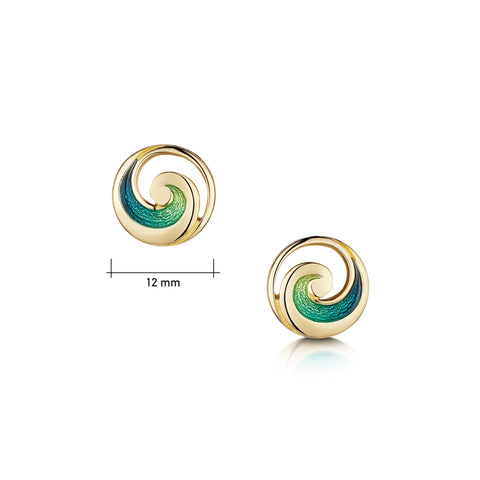 Pentland Enamel Small Stud Earrings in 18ct Yellow Gold