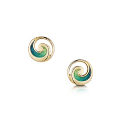 Pentland Enamel Small Stud Earrings in 18ct Yellow Gold