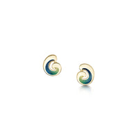 Wave Enamel Small Stud Earrings in 18ct Yellow Gold by Sheila Fleet Jewellery