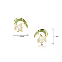 Snowdrop 18ct Yellow Gold Stud Earrings in Opal White Enamel
