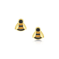 Bumblebee Small Enamel Stud Earrings in 18ct Yellow Gold by Sheila Fleet Jewellery