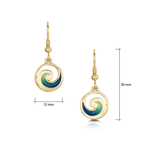 Pentland Enamel Small Drop Earrings in 18ct Yellow Gold