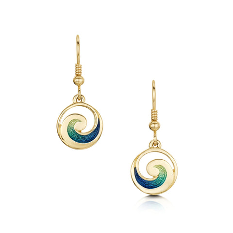 Pentland Enamel Small Drop Earrings in 18ct Yellow Gold