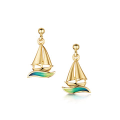 Orkney Yole Enamel Drop Earrings in 18ct Yellow Gold
