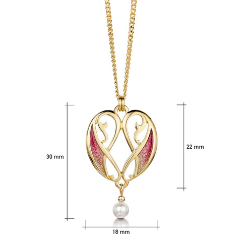 Mill Sands Petite Enamel Pearl Pendant in 18ct Yellow Gold