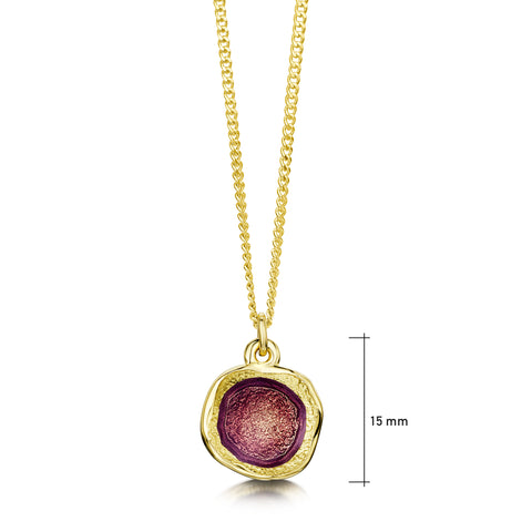 Lunar 18ct Yellow Gold Small Pendant Necklace in Plum Enamel