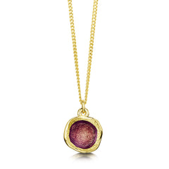 Lunar 18ct Yellow Gold Small Pendant Necklace in Plum Enamel
