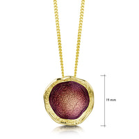 Lunar 18ct Yellow Gold Pendant Necklace in Plum Enamel