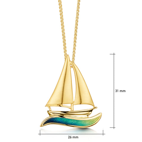 Orkney Yole Enamel Pendant in 18ct Yellow Gold