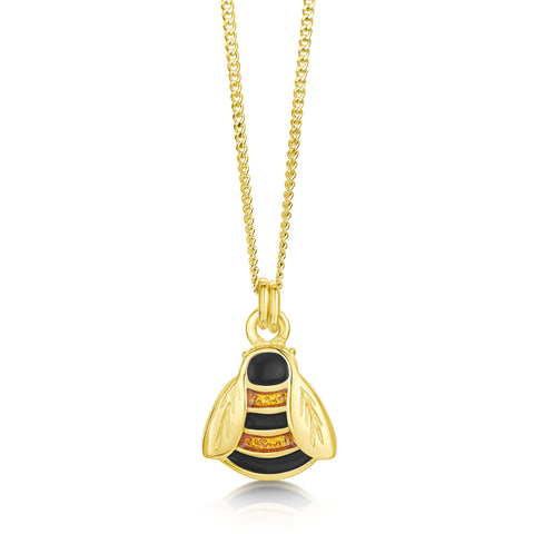 Bumblebee Enamel Pendant in 18ct Yellow Gold by Sheila Fleet Jewellery