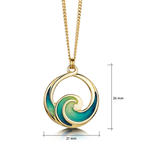 Pentland Enamel Pendant Necklace in 18ct Yellow Gold