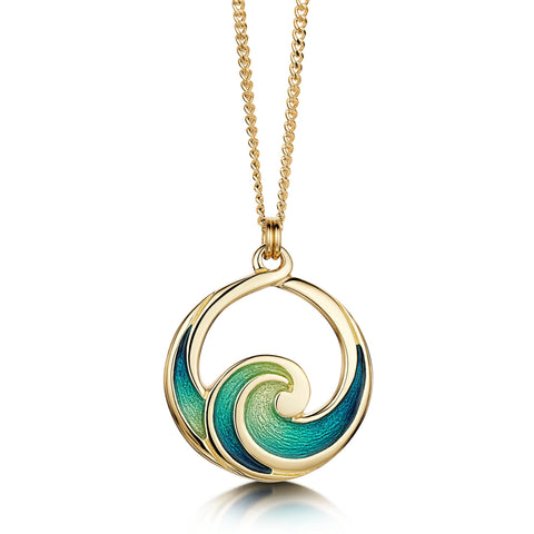 Pentland Enamel Pendant Necklace in 18ct Yellow Gold