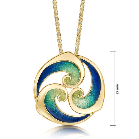 Breckon Enamel Dress Pendant in 18ct Yellow Gold by Sheila Fleet Jewellery
