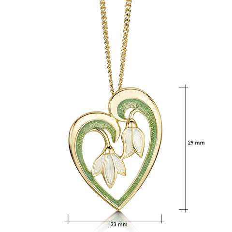 Snowdrop 18ct Yellow Gold Heart Pendant in Opal White Enamel