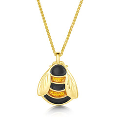 Bumblebee Enamel Dress Pendant in 18ct Yellow Gold by Sheila Fleet Jewellery