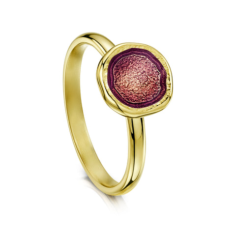 Lunar Petite Ring in 18ct Yellow Gold & Plum Enamel