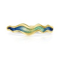 River Ripples 18ct Yellow Gold Ring in Ocean Enamel by Sheila Fleet Jewellery