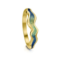 River Ripples 18ct Yellow Gold Ring in Ocean Enamel by Sheila Fleet Jewellery