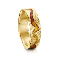 Lava Stream 18ct Yellow Gold Dress Ring in Fire Enamel by Sheila Fleet Jewellery