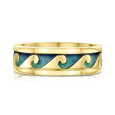 Breckon Enamel Dress Ring in 18ct Yellow Gold by Sheila Fleet Jewellery