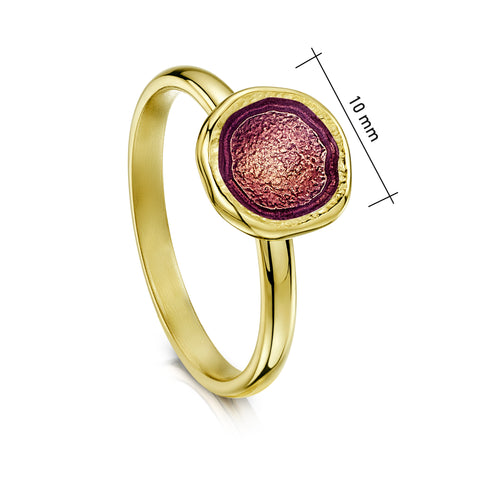 Lunar Petite Ring in 18ct Yellow Gold & Plum Enamel