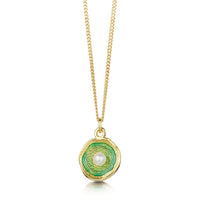 Lunar Pearl 18ct Yellow Gold Small Pendant in Shallows Enamel